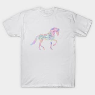 Horse Animal Silhouette Shape Text Word Cloud T-Shirt